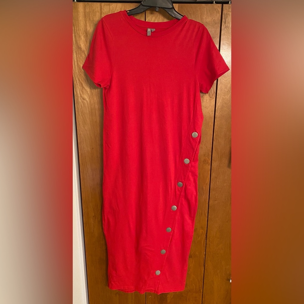 ASOS Red Dress with Button Accents